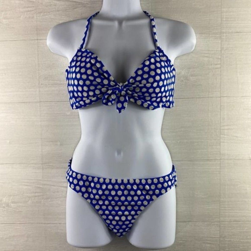 J. Crew Bikini Set Size L Size XS Polka Dot Blue